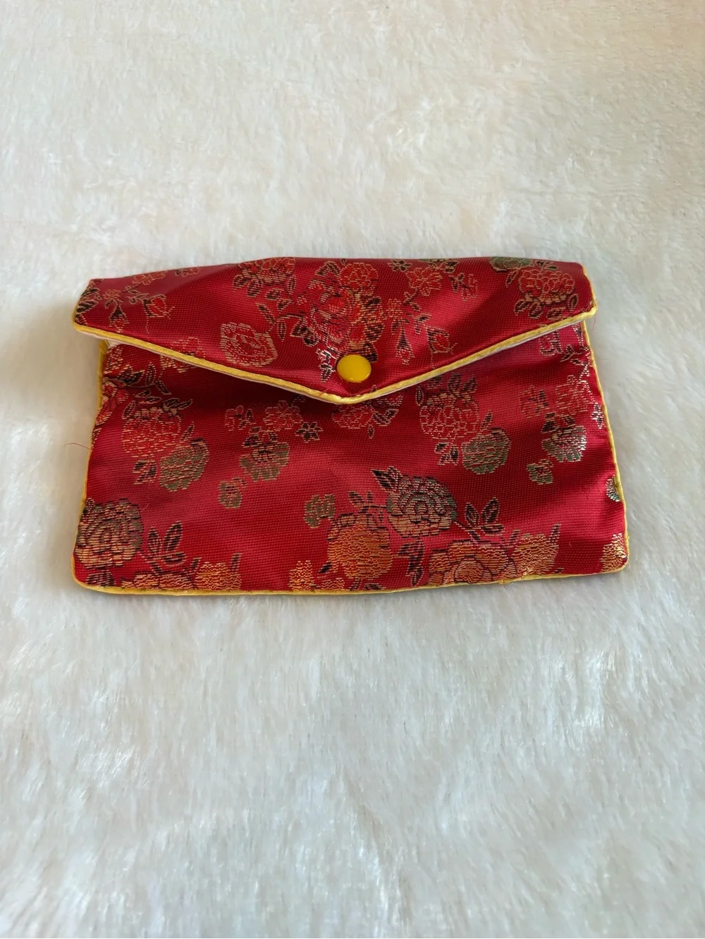 Red Floral Brocade jewelry pouches Envelope Clutch style -